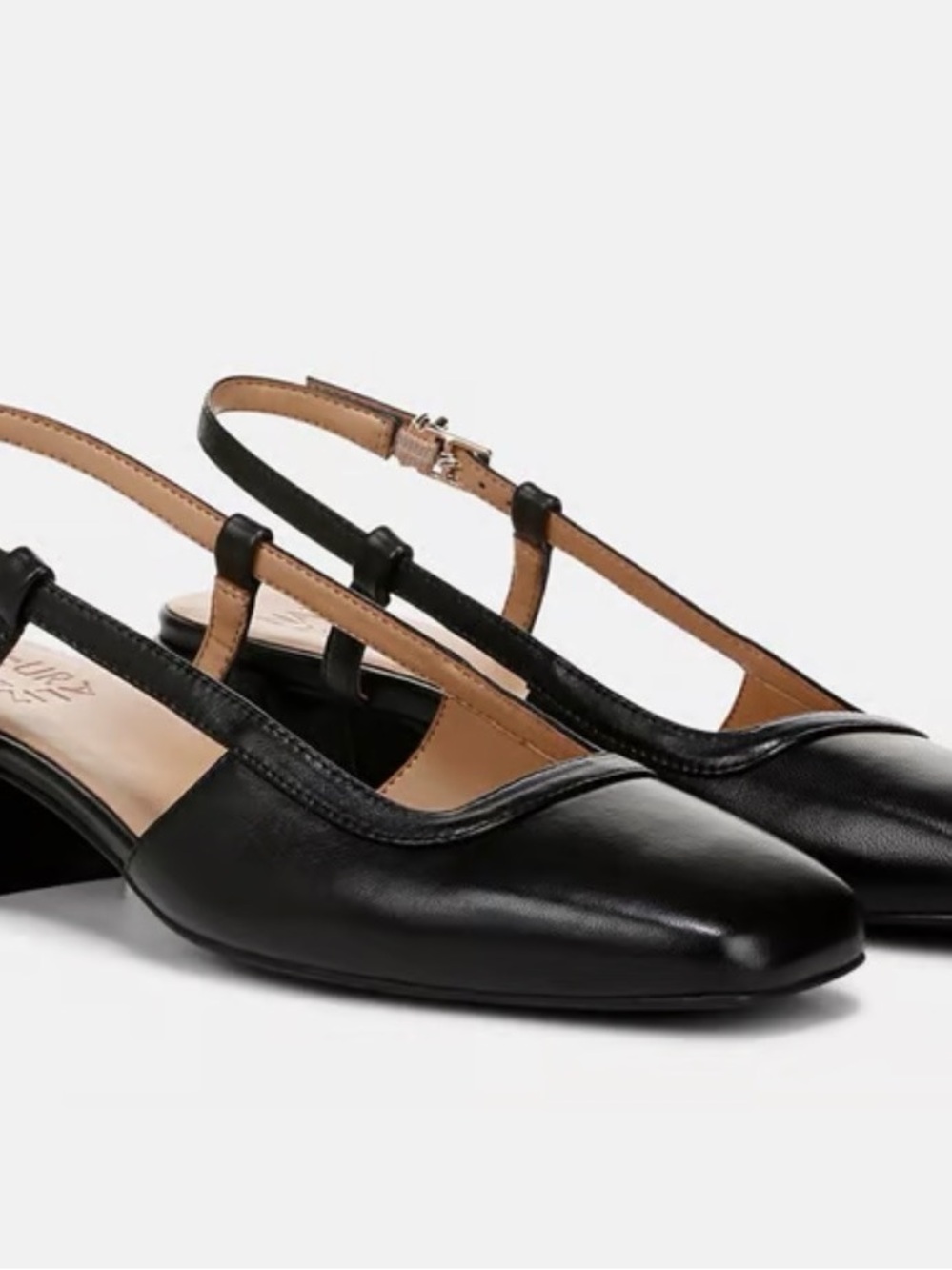 NEW Naturalizer Harper Slingback Heels - Black Leather - Size 7.5M - NWT